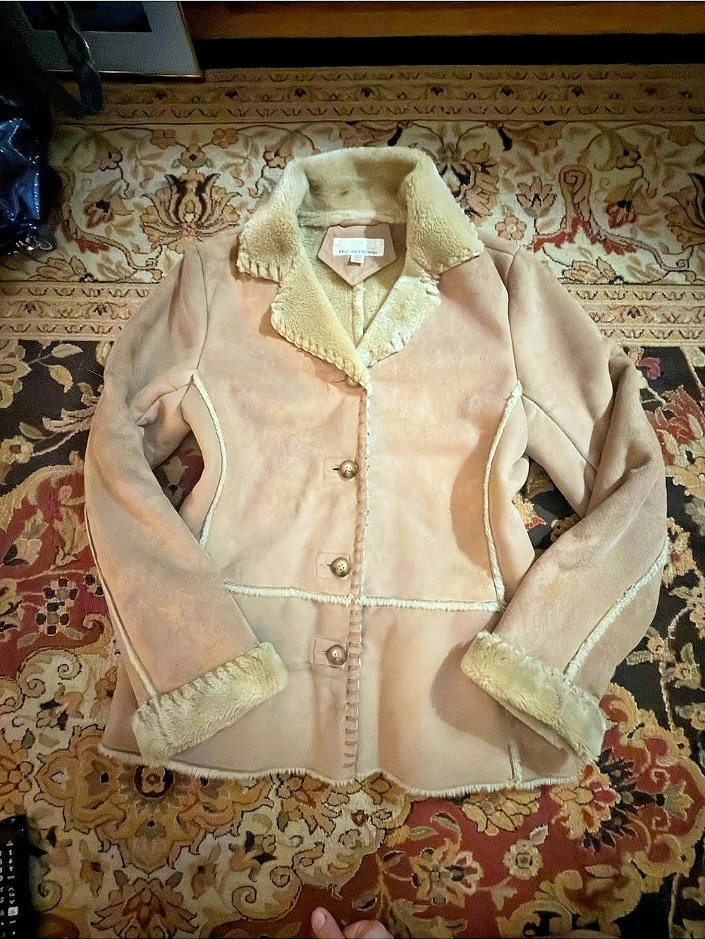 Jones New York Sport Faux Shearling Pea Coat  Size Small